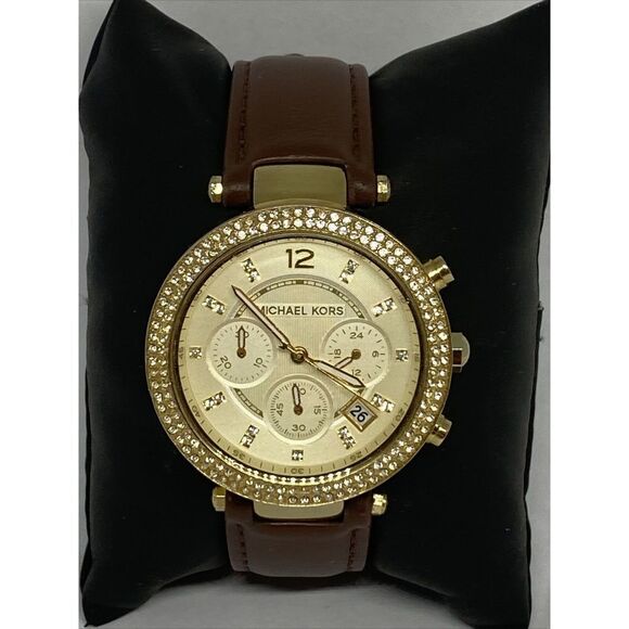 Michael Kors MK5632 Women's Brown Leather Gold Analog Dial Quartz Watch QB442 - Picture 3 of 12